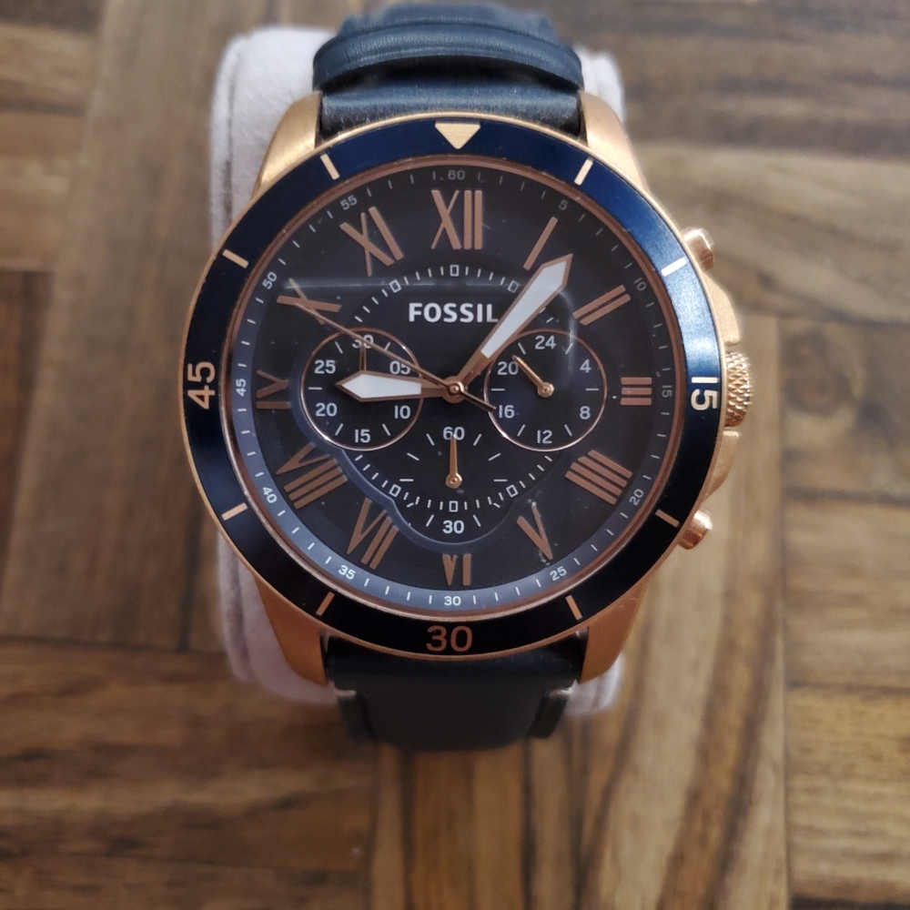Grant Chronograph Navy Leather Watch 44mm